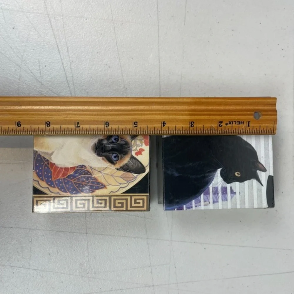 Vintage Cat Notepad Memo Cube Box 4x4 Lot Of 2 Sophisticats By Dakin 1993 New‎